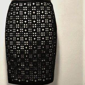 Elie Tahari  Bennet Wool Felt Cut-Out Embroidered Pencil Skirt